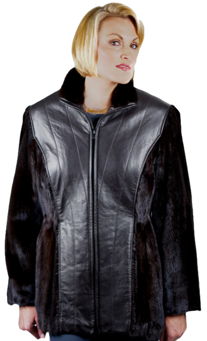Ranch Mink & Leather Jacket made from a jacket Item # RS0401